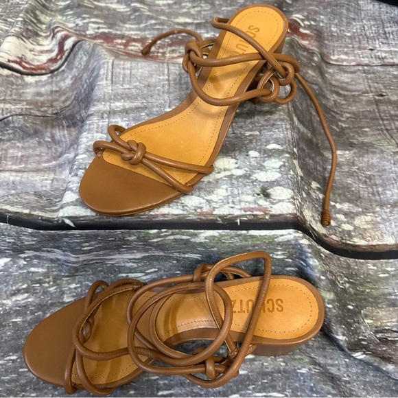 Nicky Mid Nappa Leather Sandals By Schutz Size 7 - Picture 3 of 9